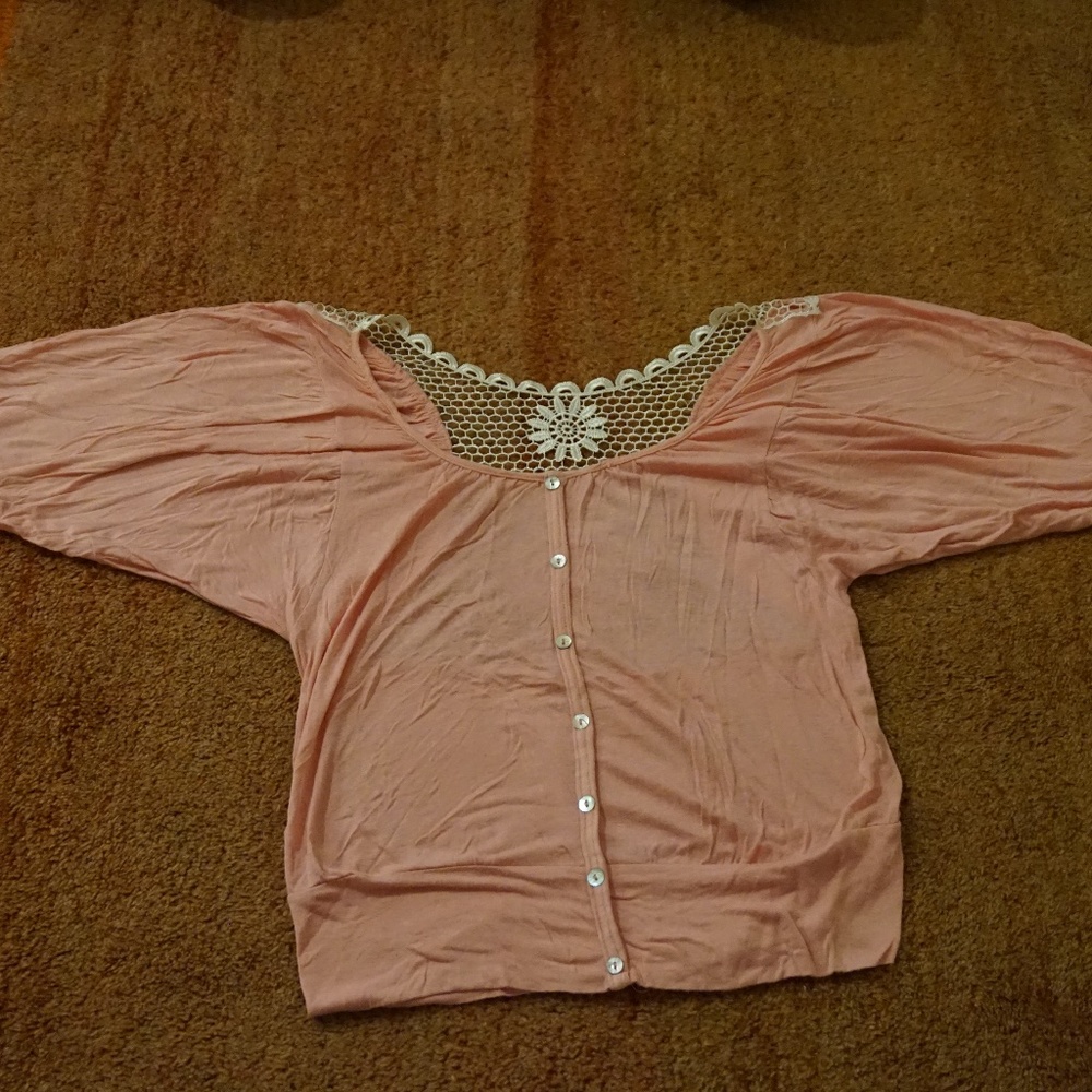 Pink Top with Lace Back